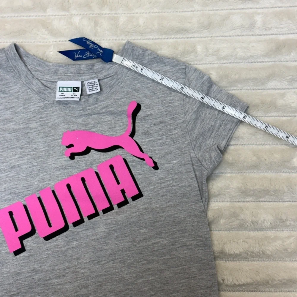 Puma: Lot of (2) Girls Short Sleeve T-Shirts, Pink & Gray Logo, Size XS (5/6)